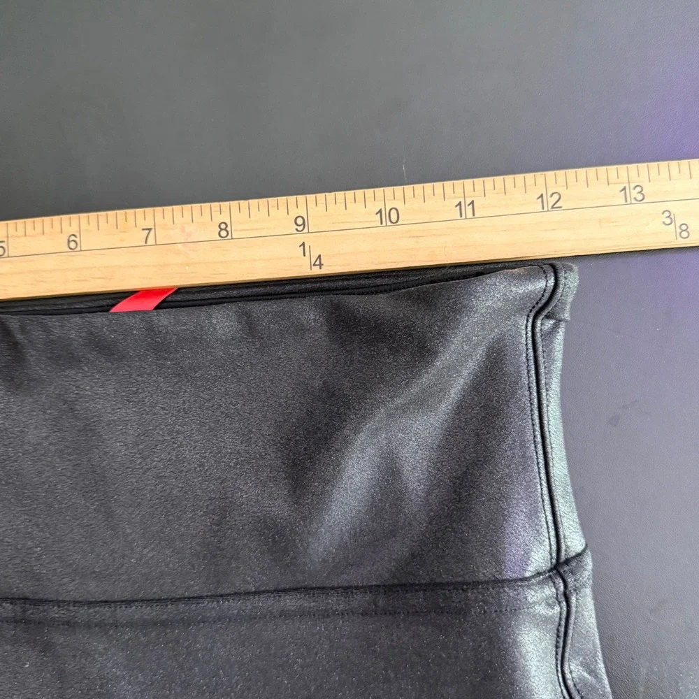 SPANX Shape Faux Leather Black Leggings‎ Womens Size S 2437 Shaping Waist